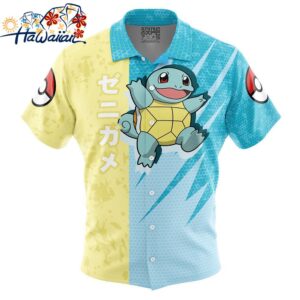 Squirtle Attack Pokemon Button Up Hawaiian Shirt 1