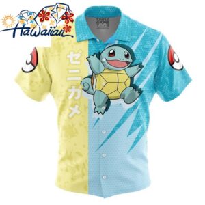 Squirtle Attack Pokemon Button Up Hawaiian Shirt S 1 1