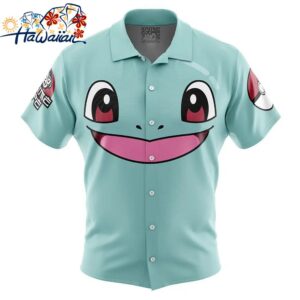 Squirtle Face Pokemon Button Up Hawaiian Shirt 1