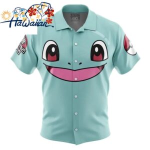 Squirtle Face Pokemon Button Up Hawaiian Shirt S 1 1