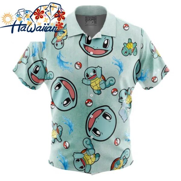 Squirtle Pattern Pokemon Button Up Hawaiian Shirt S 1 1