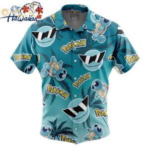 Squirtle Squad Pokemon Alolan Style Button Up Hawaiian Shirt 1