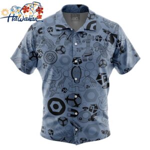 Steel Pokemon Button Up Hawaiian Shirt 1