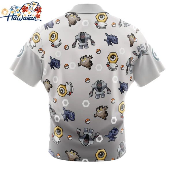 Steel Type Pattern Pokemon Button Up Hawaiian Shirt 2 1