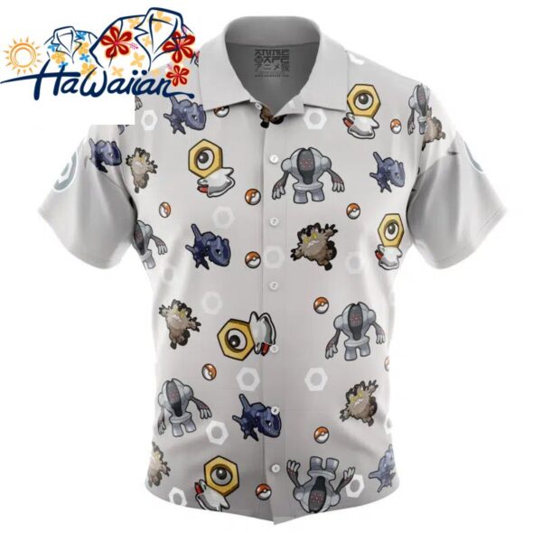 Steel Type Pattern Pokemon Button Up Hawaiian Shirt S 1 1