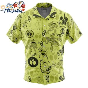 Bug Pokemon Button Up Hawaiian Shirt 1