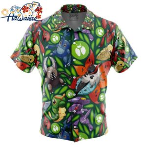 Bug Type Pokemon Pokemon Button Up Hawaiian Shirt 1