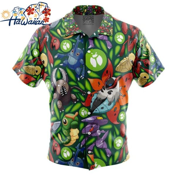Bug Type Pokemon Pokemon Button Up Hawaiian Shirt 1
