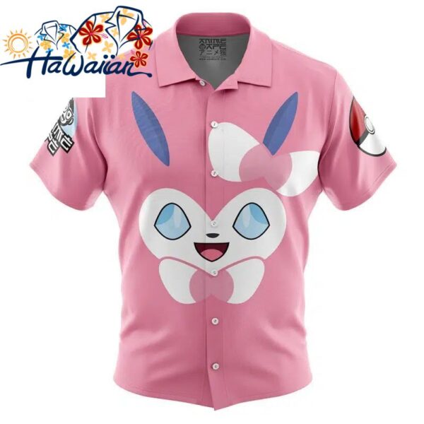 Sylveon Face Pokemon Button Up Hawaiian Shirt S 1 1
