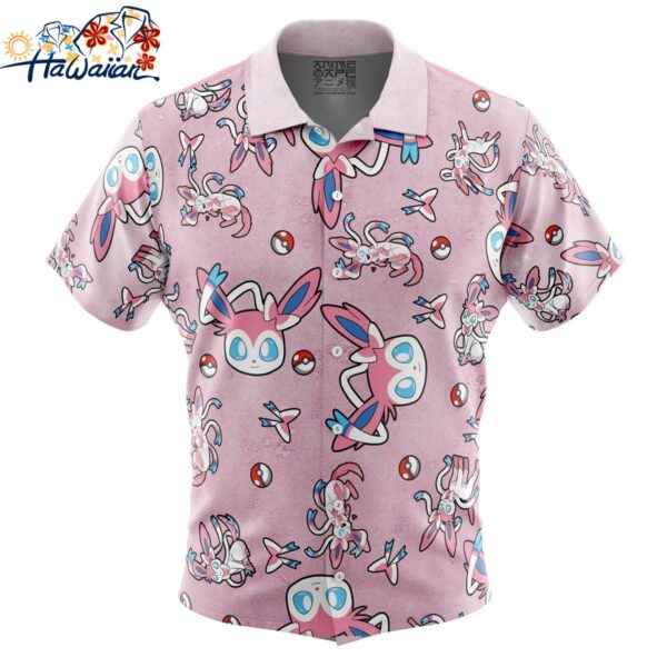 Sylveon Pattern Pokemon Button Up Hawaiian Shirt 1