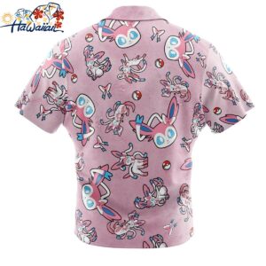 Sylveon Pattern Pokemon Button Up Hawaiian Shirt 2 1