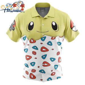 Togepi Face Pokemon Button Up Hawaiian Shirt 1