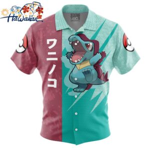 Totodile Attack Pokemon Button Up Hawaiian Shirt 1