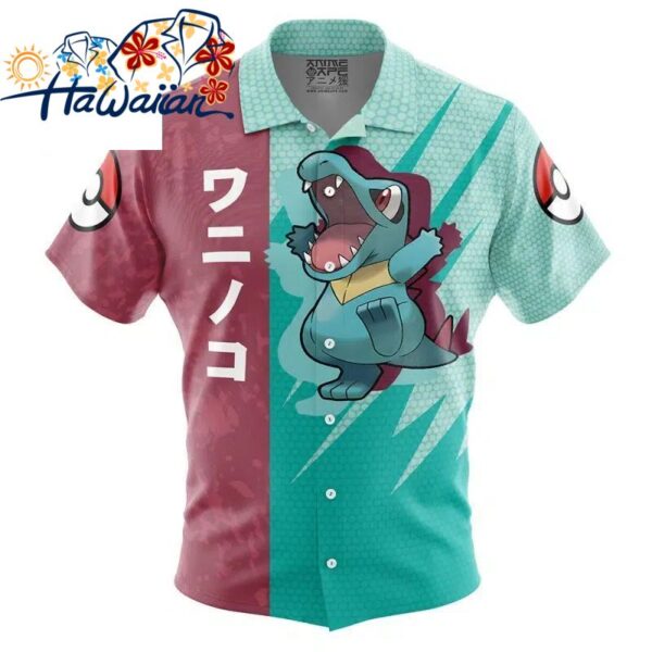 Totodile Attack Pokemon Button Up Hawaiian Shirt S 1 1