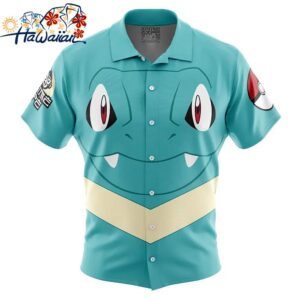 Totodile Face Pokemon Button Up Hawaiian Shirt 1