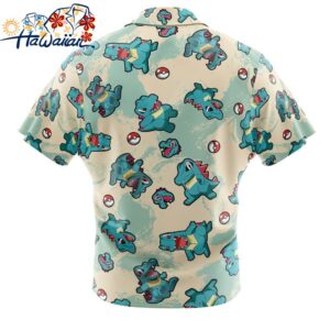 Totodile Pokemon Button Up Hawaiian Shirt 2 1