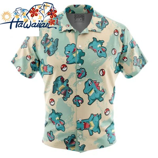 Totodile Pokemon Button Up Hawaiian Shirt S 1 1