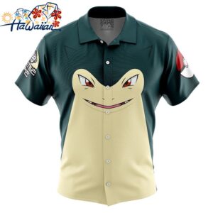 Typhlosion Face Pokemon Button Up Hawaiian Shirt 1