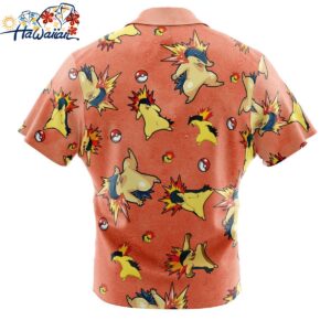 Typhlosion Pattern Pokemon Button Up Hawaiian Shirt 2 1