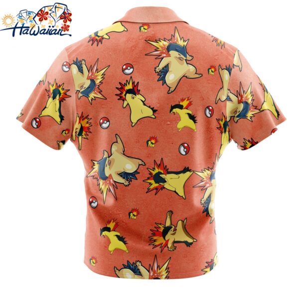 Typhlosion Pattern Pokemon Button Up Hawaiian Shirt 2 1