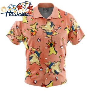 Typhlosion Pattern Pokemon Button Up Hawaiian Shirt S 1 1