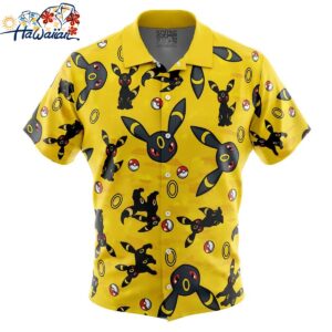 Umbreon Pattern Pokemon Button Up Hawaiian Shirt 1