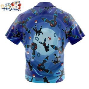 Umbreon Shiny Pattern Pokemon Button Up Hawaiian Shirt 1