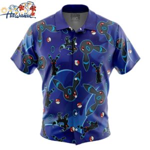 Umbreon Shiny Pattern Pokemon Button Up Hawaiian Shirt 2 1