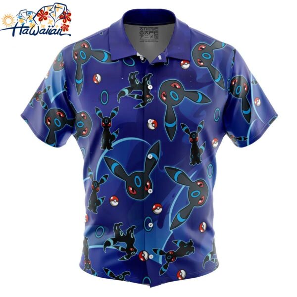 Umbreon Shiny Pattern Pokemon Button Up Hawaiian Shirt 2 1
