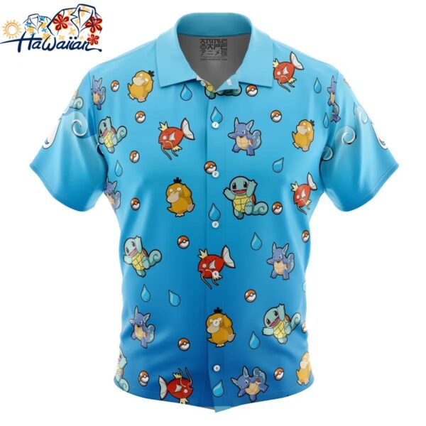 Water Type Pattern Pokemon Button Up Hawaiian Shirt 1