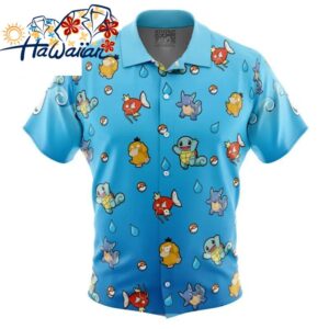 Water Type Pattern Pokemon Button Up Hawaiian Shirt S 1 1