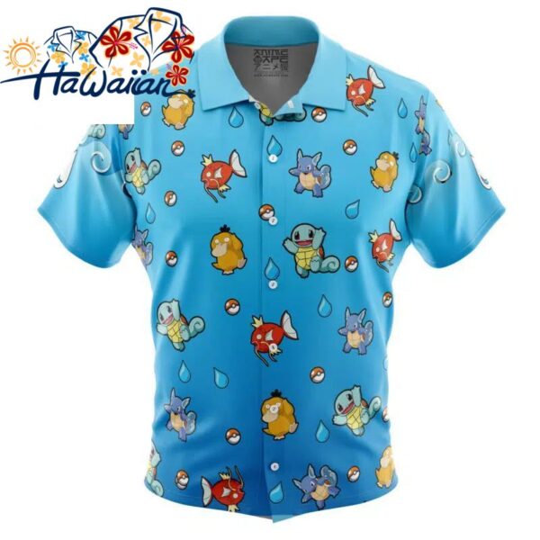 Water Type Pattern Pokemon Button Up Hawaiian Shirt S 1 1