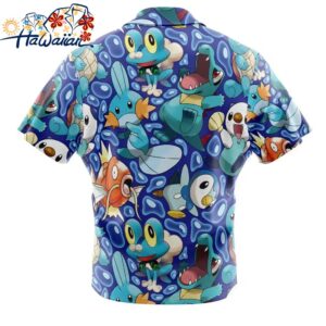 Water Type Starters Pokemon Button Up Hawaiian Shirt 2 1