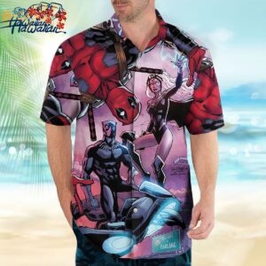 Deadpool Marvel Comics Hawaiian Shirt Superhero Head Button up Shirt Summer Be 1