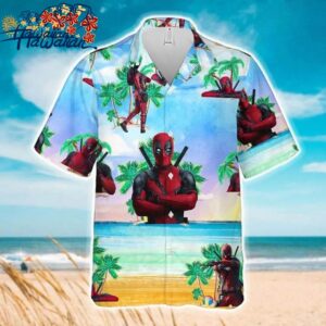 Marval Deadpool Hawaiian Shirt Superhero Head Button up Shirt Summer Beach Shirt 1