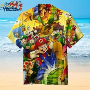 Super Mario Hawaiian Shirt Super Mario And Friends Button Down Shirt Mario Bro 1