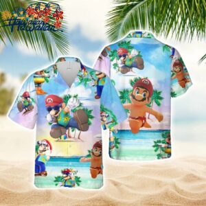 Super Mario Hawaiian Shirt Button Up Hawaiian Shirt Sunshine Hawaiian Game Sh 1