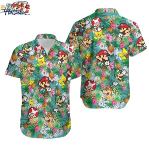 Super Mario Hawaiian Shirt Super Mario And Friends Button Down Shirt Nintendo 1