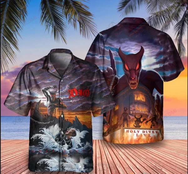 Dio Holy Diver Album Cover Hawaiian Shirt Shirt Us Size 1