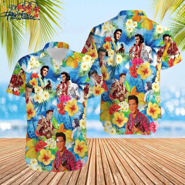 Elvis Presley Hawaiian Tropical Button Shirtaloha Vibes Beach Shirt Elvis Pre 1