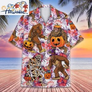 Halloween Bigfoot Hawaiian Shirt Men Women Bigfoot Sasquatch Hawaiian Shirt 1