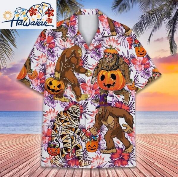 Halloween Bigfoot Hawaiian Shirt Men Women Bigfoot Sasquatch Hawaiian Shirt 1
