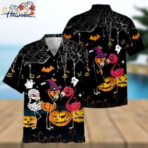 Funny Flamingo Chibi Happy Halloween Hawaiian Shirt 1