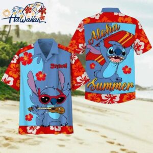 Funny Stitch Surfing Aloha Summer Vacation Lilo amp Stitch Hawaiian Shirt 1