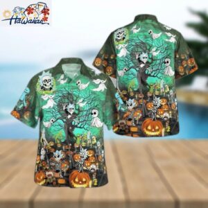 Halloween Aloha Rick And Morty Hawaiian Shirt The Nightmare Before Christmas 1