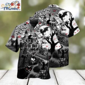 Black Cat Halloween Hawaiian Shirt 1