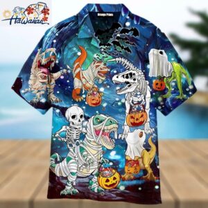 Halloween Dinosaur Scary Night Hawaiian Shirt 1