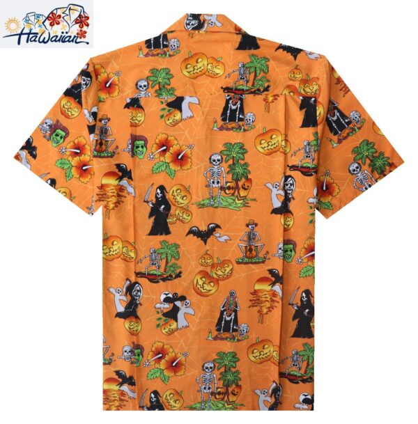 Alvish Mens Halloween Hawaiian Shirt Pumpkins Button Down Skull Horror Shirts 20