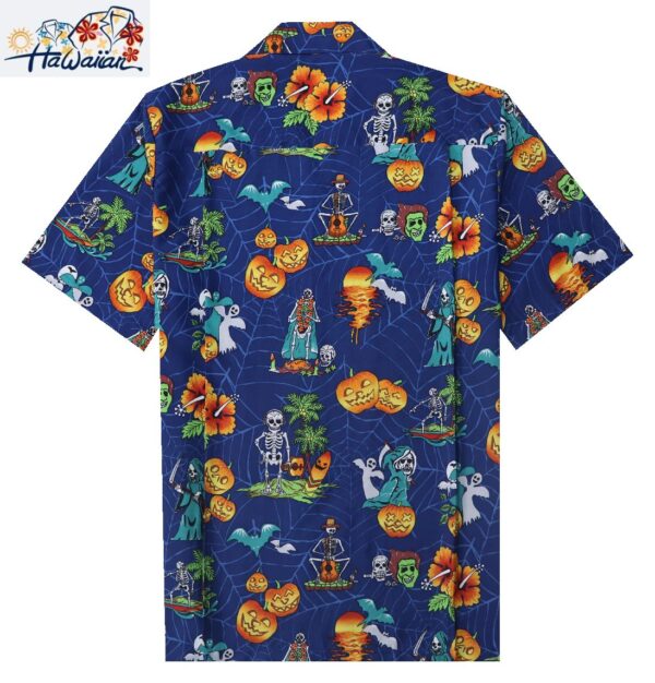 Alvish Mens Halloween Hawaiian Shirt Pumpkins Button Down Skull Horror Shirts 13