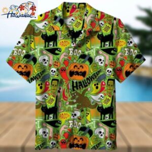 Halloween Pattern Hawaiian Party Shirt 1